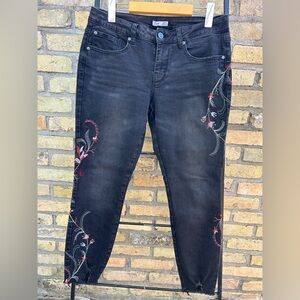 Ladies Dex 30 floral Embroidered Black Jeans
